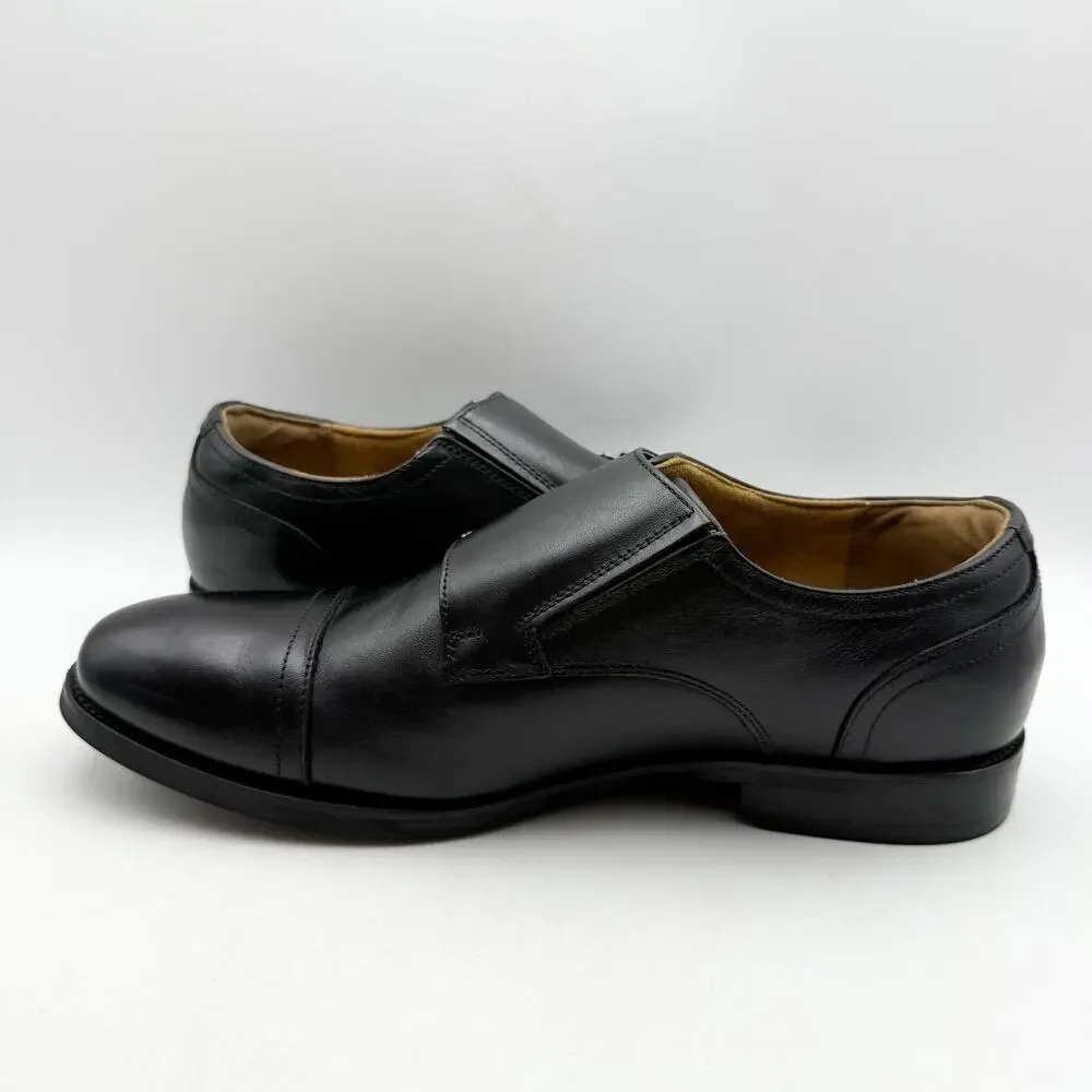 Florsheim Mens Rucci Monk Strap Dress Shoes US 7 Wide Black Leather Slip-On EUC